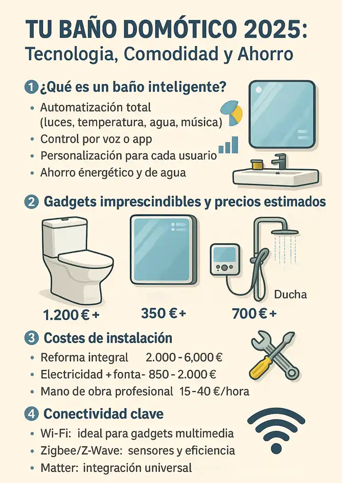 cómo convertir tu baño en inteligente con sistemas domóticos infografía 2