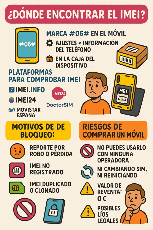 Cómo comprobar si tu móvil está bloqueado por IMEI infografía