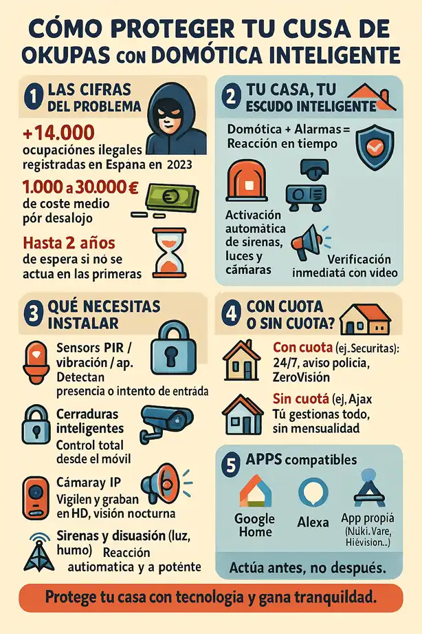 domótica y alarmas inteligentes contra okupas infografía